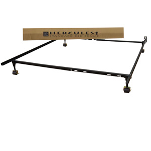 DeCoro Home Hercules Standard Adjustable Metal Bed Frame with Locking Rug Rollers